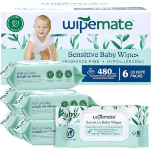 EWG-Verified Premium Baby Wipes, 99% Water-Based, Plastic-Free, Ultra-Soft Plant-Based Wipe, Chlorine/Alcohol-Free, pH-Balanced, Hypoallergenic Cruelty-Free with Durable Flip-Top Lid 480-Ct